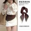New cotton and linen small square scarf women's autumn and winter Korean version versatile cashew nut small scarf decorative belt neck protection warm