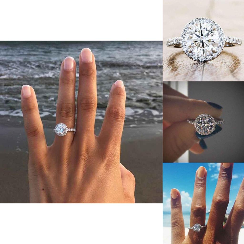 Full Rhinestone Dazzling White Luxury Ring With Silver Plated Micro-embellishments