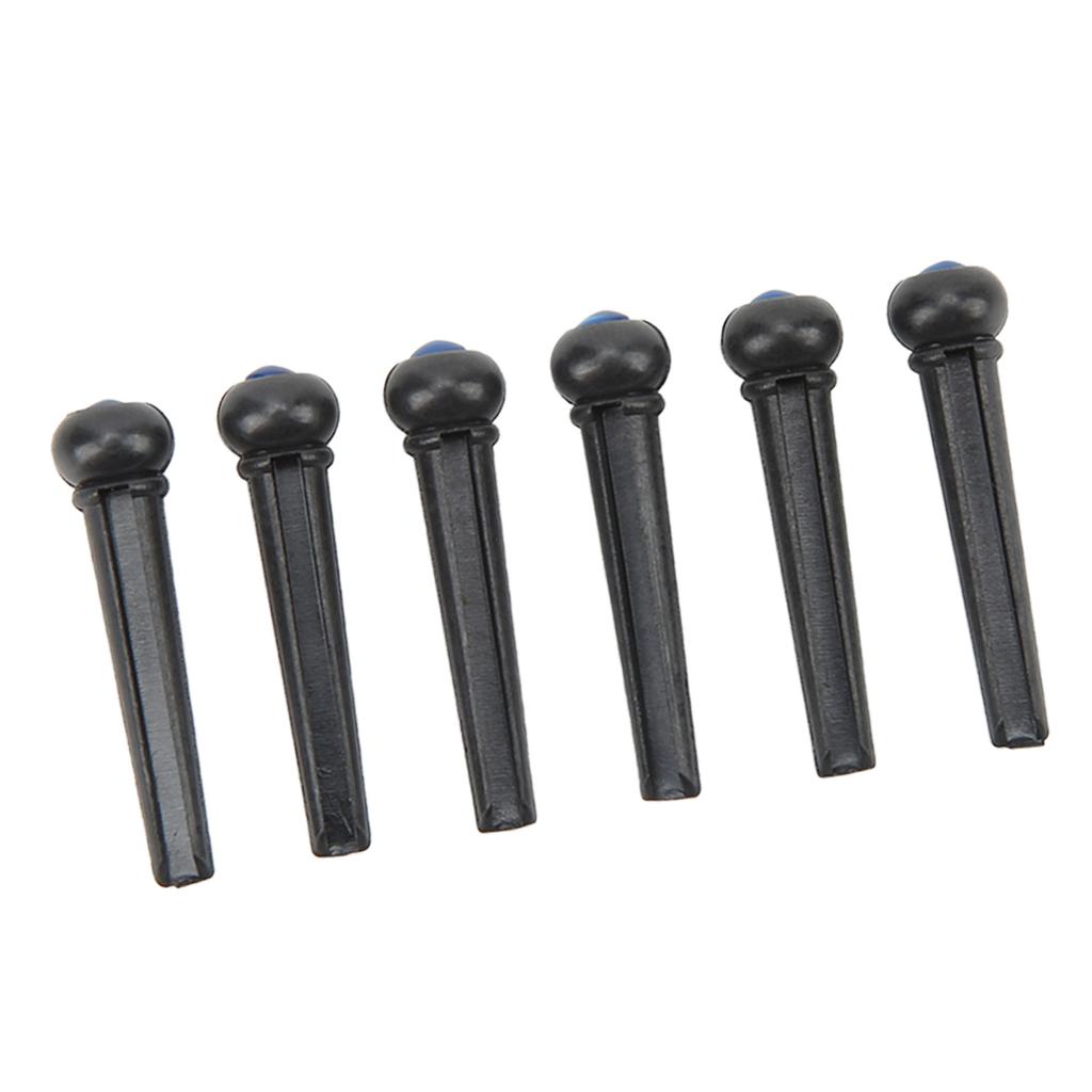 6Pcs Black Guitar Bridge Pin Kit Decorative Robust Clarity Increasing Guitar Bridge Pin Replacement Blue Head Type