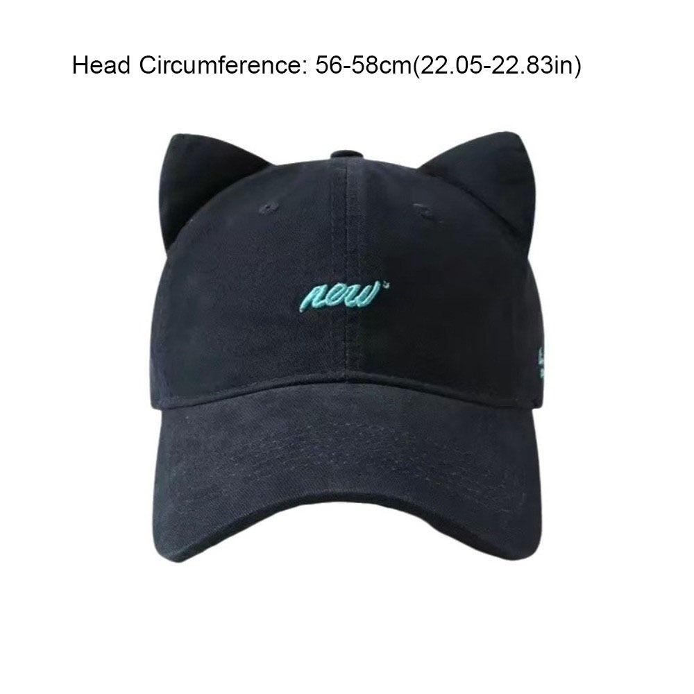 Simple Embroidered Embroidery Letter Baseball Cap Wide Brim Cotton Cat Ear Hat Sunscreen Visor Peaked Cap Girl