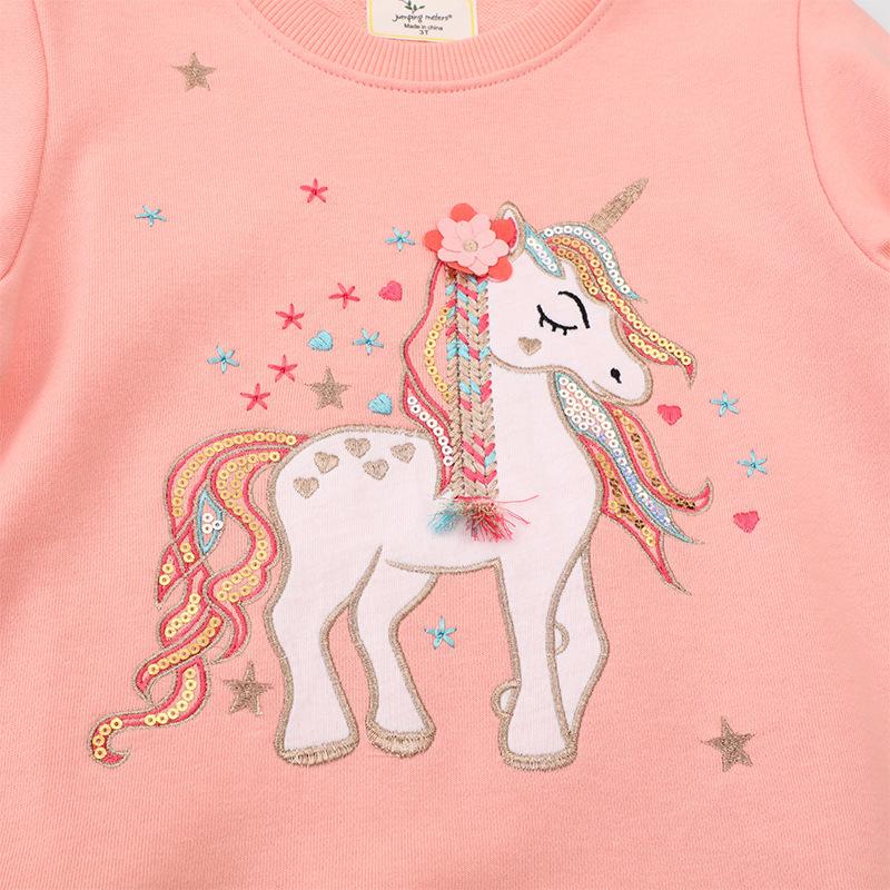 New Arrival: Girls' Autumn Hoodie with Cute Unicorn Cartoon Embroidery - European & American Style