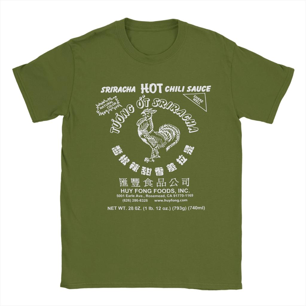 Herren T-Shirt Spicy Rooster Sriracha Scharfe Chilisoße Freizeit Baumwoll-T-Shirts Kurzarm T-Shirts Rundhals Kleidung Geschenkidee
