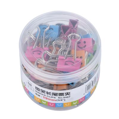 40 PCS Box Cute Creativity Color Smiling Face Metal Paper Binder Clip for Office School