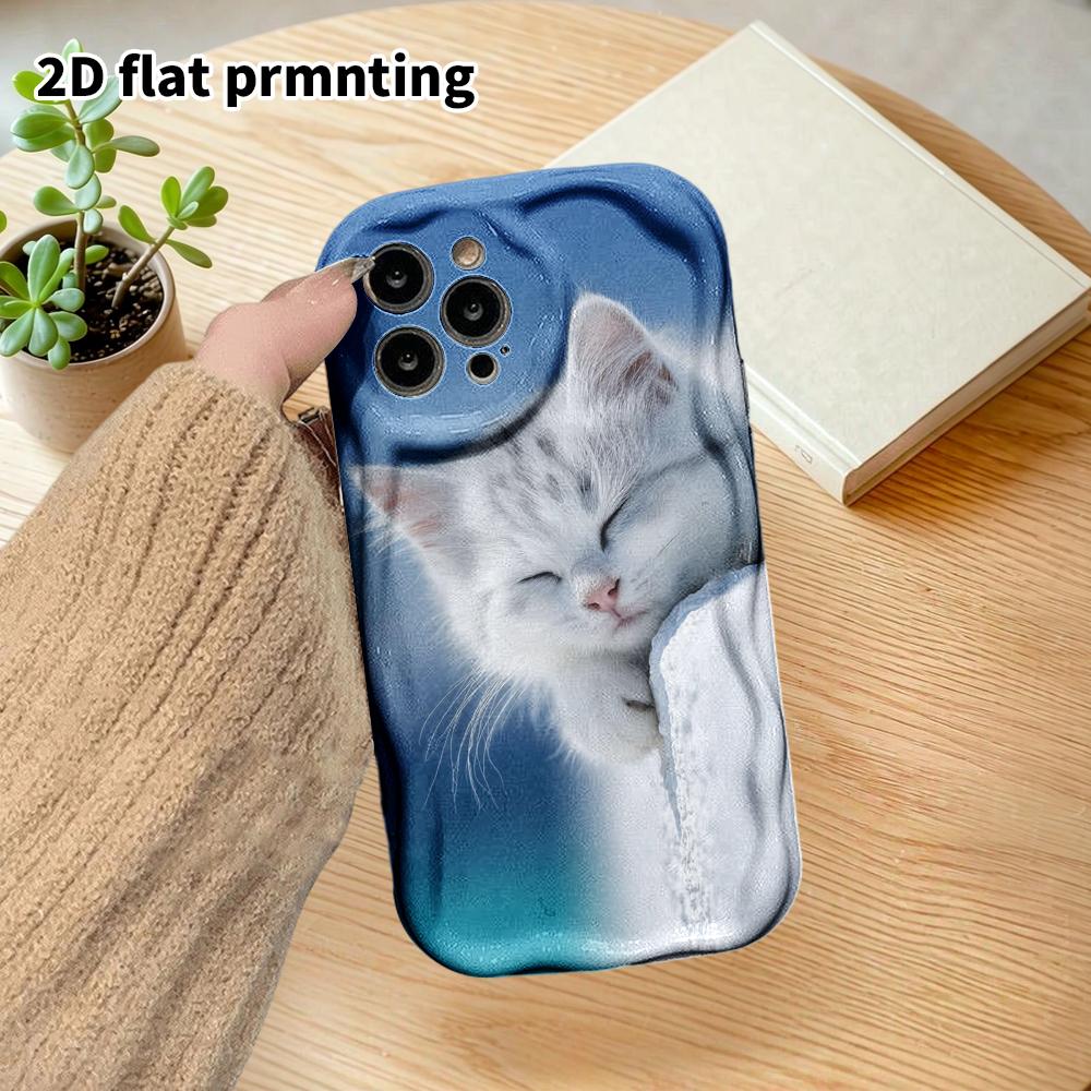 Phone Case: 2D Flat Design Suitable for iPhone 18, 17, 16, 15, 14, 13 Pro Film Protective Case, Couple Style, Gradient Kitten, Christmas and Halloween