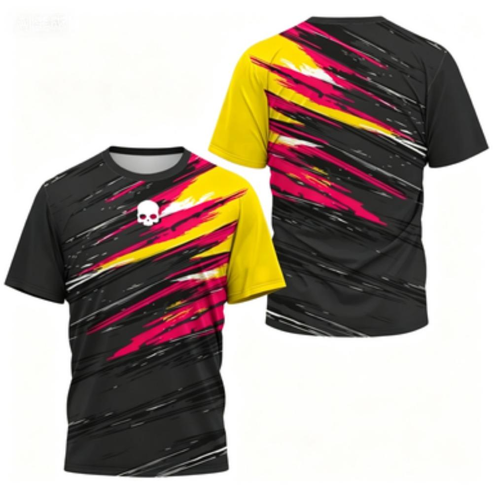 Men's T-shirt Round Neck Short Sleeved Color Printed Tennis Running Casual and Comfortable Outdoor Sportswear Top