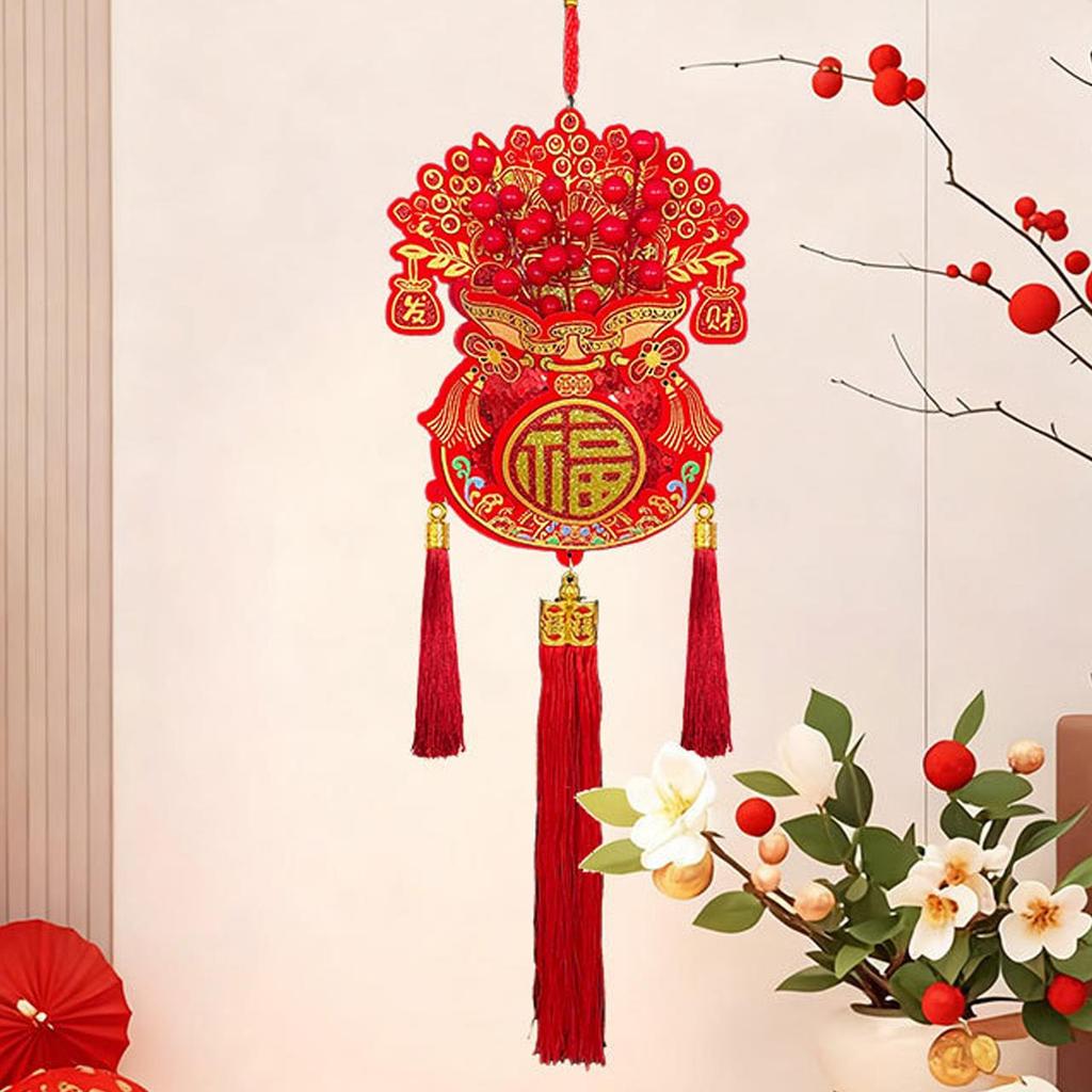 Chinese New Year Hanging Pendants Traditional Fu Character Wall Door Flag Decor Tassels Red Good Luck Spring Festival Ornament