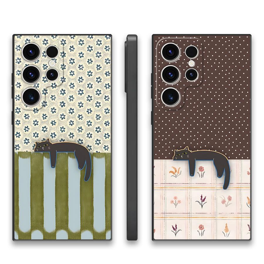 Hülle für Samsung Galaxy S26 S20 S23 S21 FE S10 S9 S25 Ultra S24 Plus Note 20 Ultra 8 9 10 Funda Handyhülle Cartoon Gitter Katze