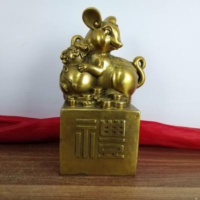 Brass Piggy Bank Copper Zodiac Rat Home Decor Craft Ornament