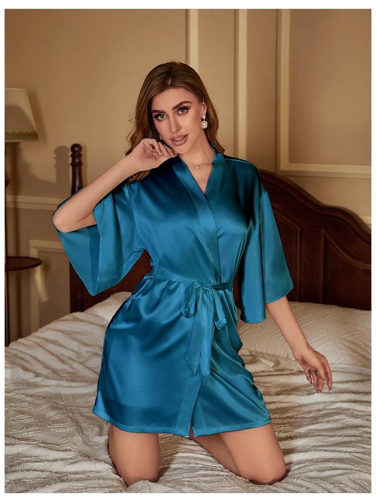 Summer Ice Silk Pajama & Robe Set for Women - Camisole Two-Piece Home Wear.