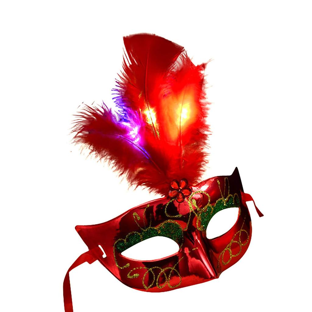 Luminous Feather Mask, Halloween and Christmas Light Up Style, Makeup Ball Costume Matching, Atmosphere Decoration Mask.