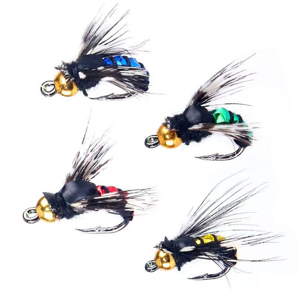 Gran Venta 5/10 Piezas Señuelos Artificiales de Pesca de Insectos, Cabeza de Latón de Hundimiento Rápido Scud Gusano Mosca Set de Señuelos para Pesca de Trucha