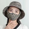Women's Lightweight Floral Bucket Hat with Detachable Face Cover Breathable Anti-UV for Hiking Camping Vacation