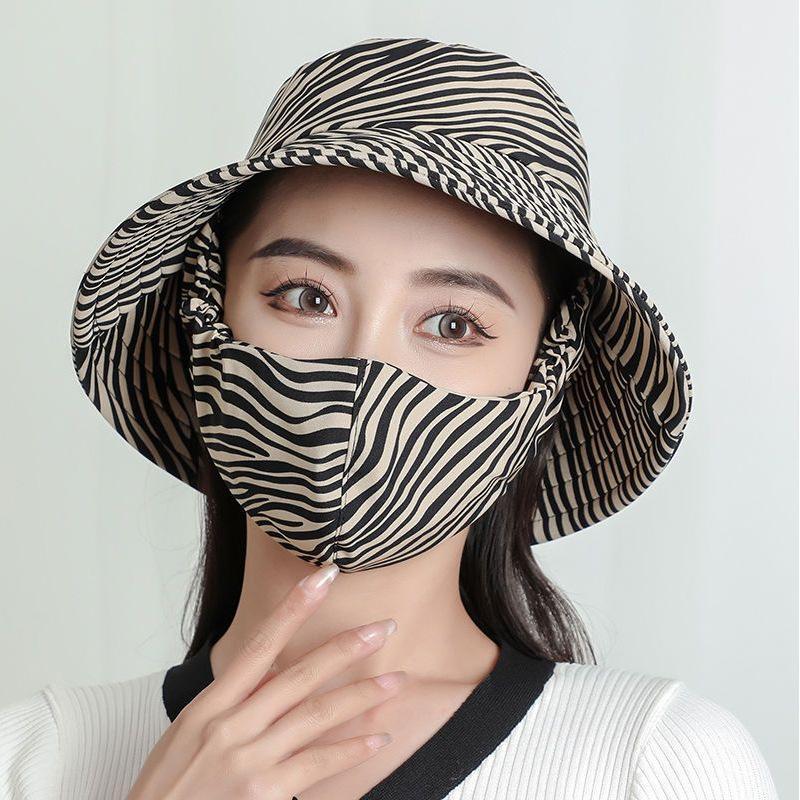 Women's Lightweight Floral Bucket Hat with Detachable Face Cover Breathable Anti-UV for Hiking Camping Vacation