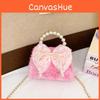 Lovely And Trendy Pearl Handle Bowknot Handbag For Kids In Soft Pink Color Everyday For