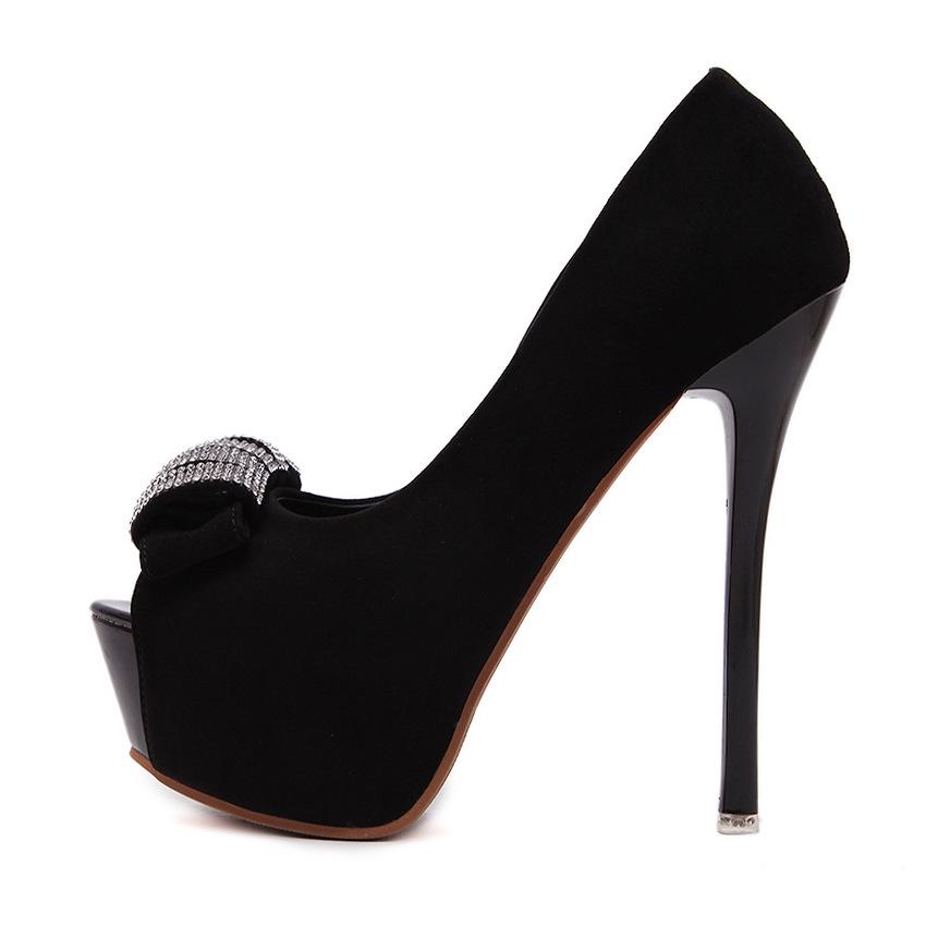 Only Do Black 12CM Stiletto Fish Mouth Single Shoes Waterproof Platform High Heels Women