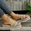 Plus-Size Ethnic Style Women's Thick-Soled Peep-Toe Rope Slippers In Candy Colors (2024)