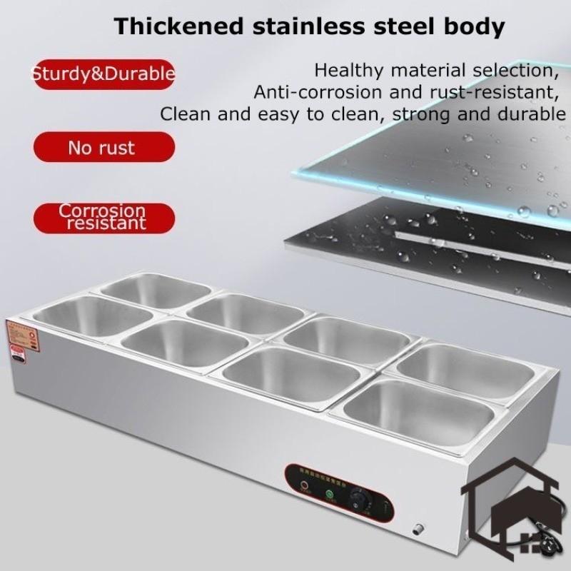 Commercial Fast Food Insulation Table 304 Stainless Steel Electric Heating Table Auto Temperature Control Food Container
