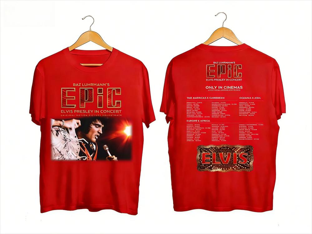 Elvis Presley 2026 Konsertturné Vintage Rock T-shirt Turnéschema Dubbelsidigt Tryckt Bekväm Retro Högkvalitativ T-shirt