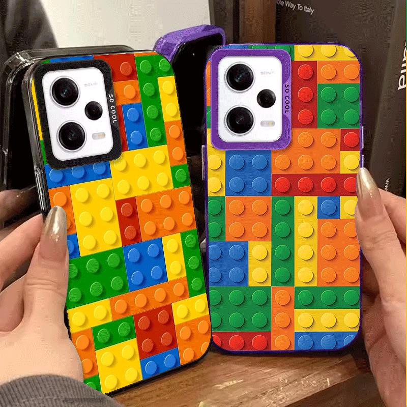 Fashion Building Blocks Pattern Shockproof Phone Case for Xiaomi Redmi Note 15 14 13 12 Pro Plus 11 11S 11T 5G Cover Anti Fall F