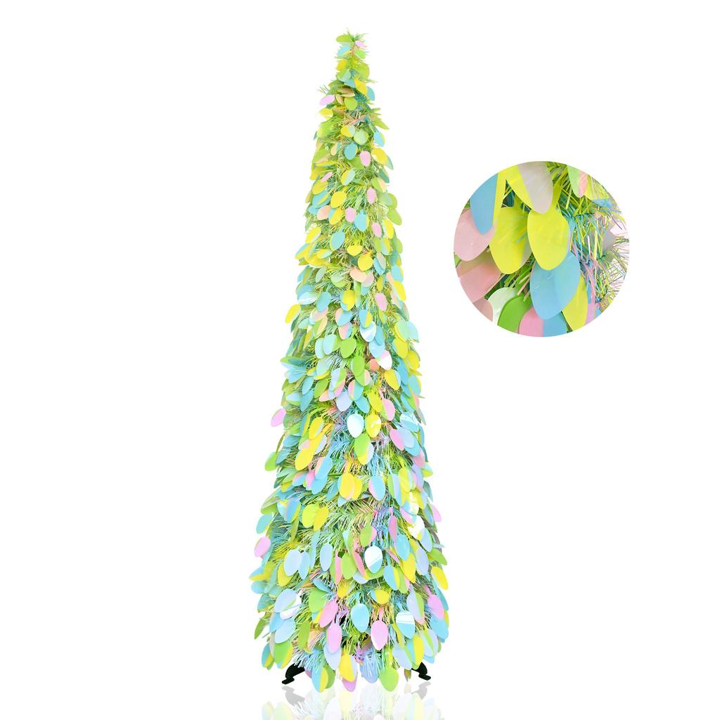 Ft LED Easter Trees Green Up Artificial Pencil Trees With String Lights For Easter Party Fireplace Home Decorations