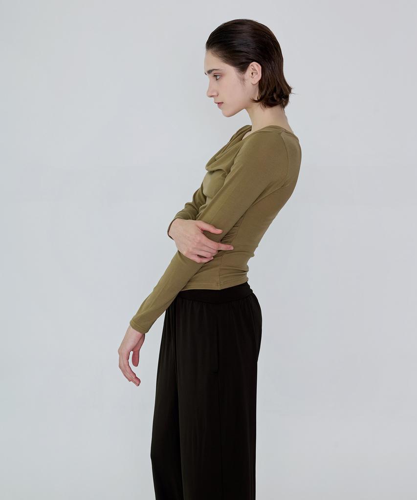Debiweeo Drape Two-Way Long Sleeve Devi-T0143-Olive Khaki