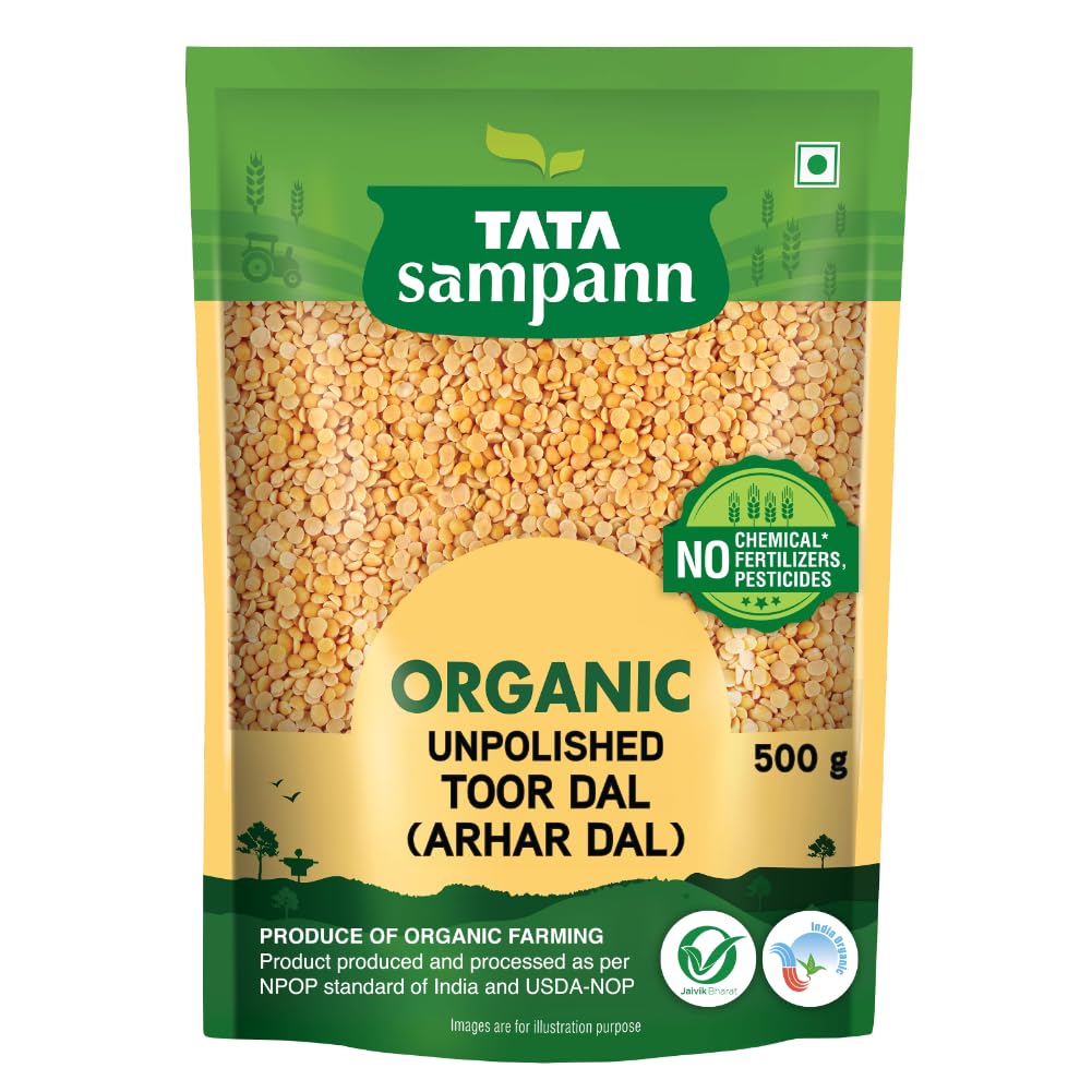 

Tata Sampann Organic Unpolished Toor Dal Arhar Dal 500 G Protein Rich Natural Pulses For Healthy Meals
