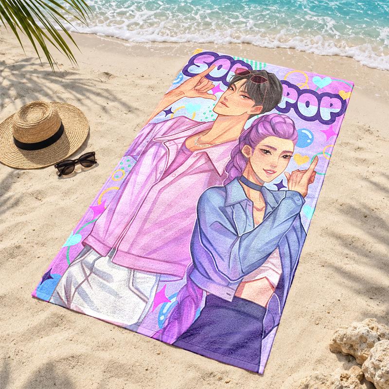 Kpop Demon Hunters Microfiber Beach Towel Quick Dry Sand Free Lightweight Beach Towels for Travel Swimming Camping
