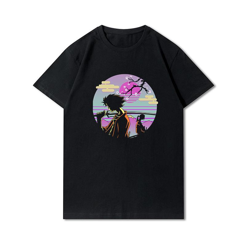 Tricouri 100% bumbac de vară pentru bărbați Vintage Samurai Retro Japanese Gaming 2077 Art Gam Printed Casual Top Tricouri