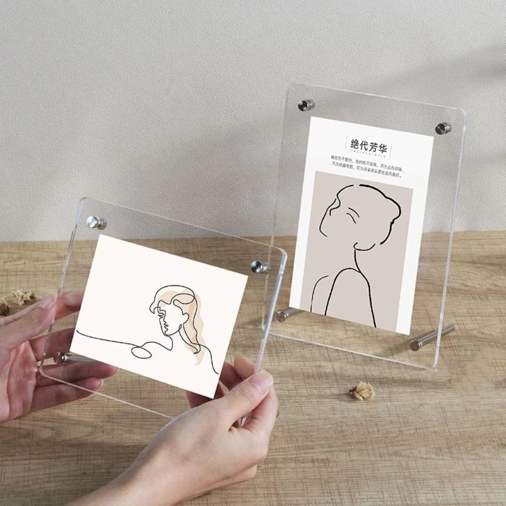Nordic Style Acrylic Photo Frame Horizontal Photo Card Stand Poster Display Stand Office