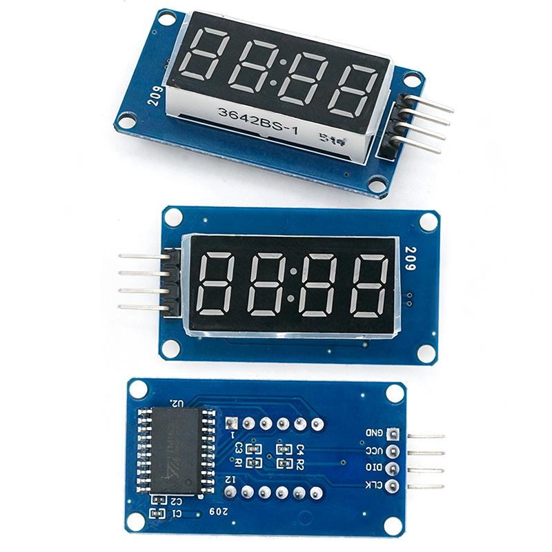 Tm1637 4 Bits Digital Led Display Module For 7 Segment 0.36Inch Clock Red Anode Tube Four Serial Driver Board Pack