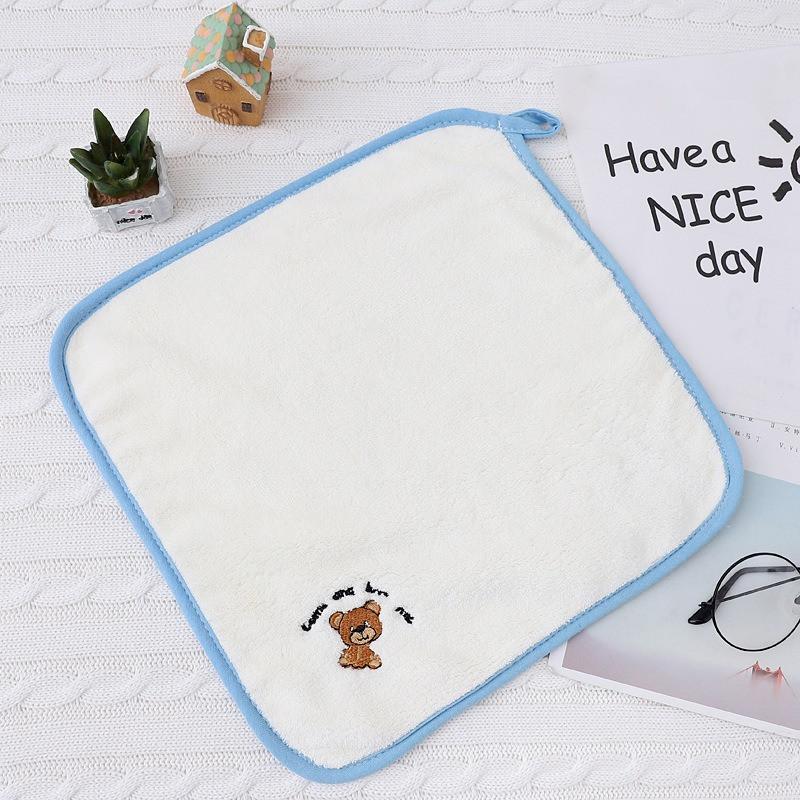 

1Pc 25x25cm Cartoon Animal Embroidery Coral Fleece Square Super Soft Absorbent Baby Children Kids Face Hand Towel 25x25cm