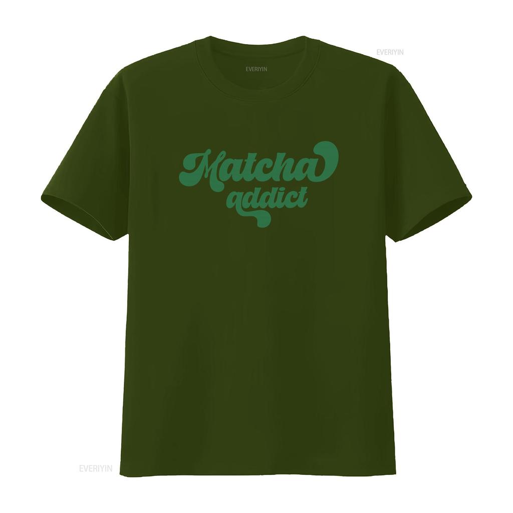Retro Matcha Addict Lover T Shirt Green Tea Latte Iced Drink Trendy Aesthetic for Baristas vintage Washed Soft Stylish