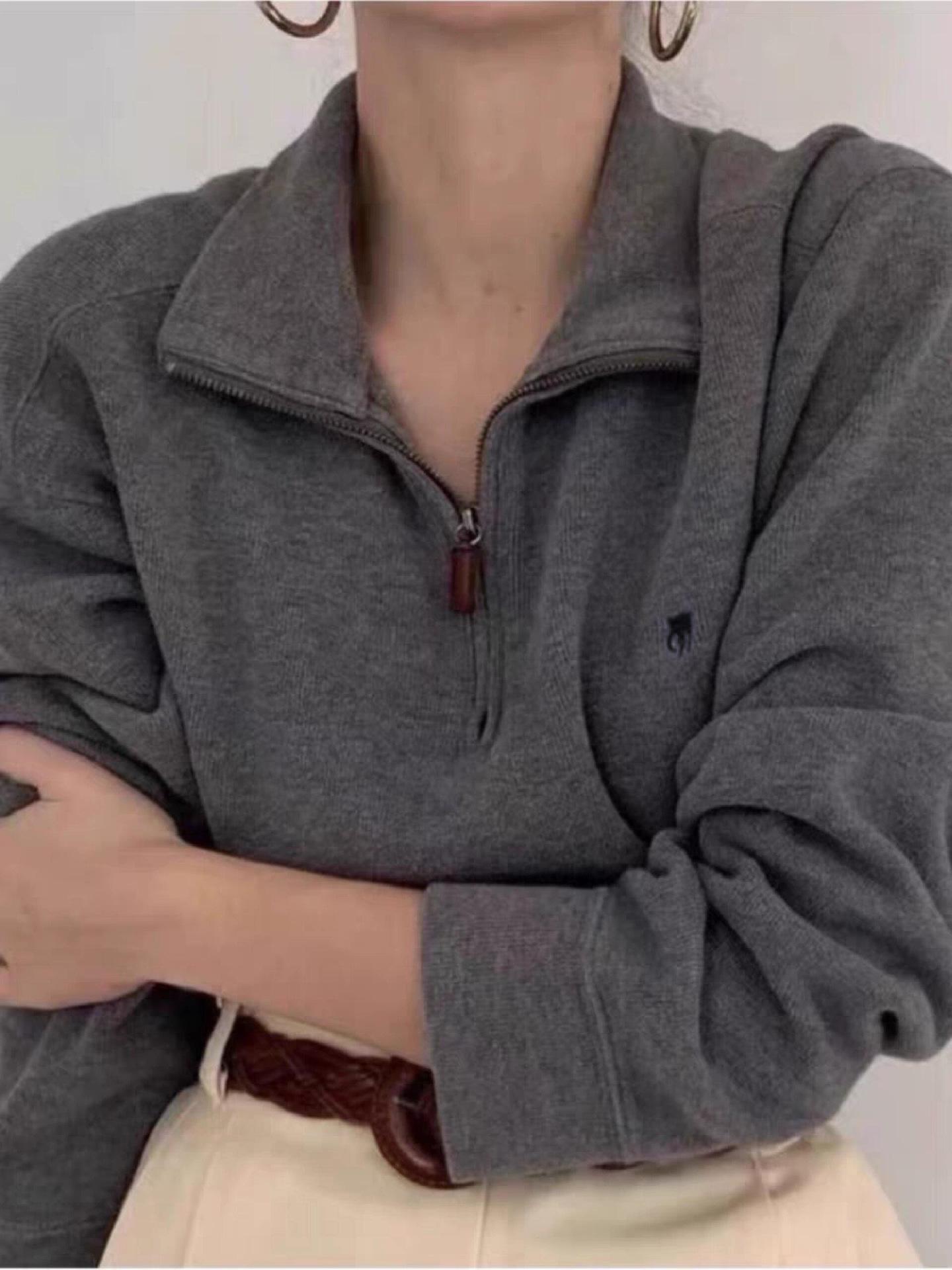 

Чоловічий та жіночий світшот напівблискавці з логотипом поні RL Ralph Lauren - Довгий рукав, Відкладний комір, Вільний крій, Американський ретро стиль. M for 100-120 kg