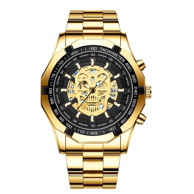 Top Brand New Business Watch Fashion Casual Luminous Skull Hollow Men's Watch