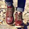 Men's Genuine Leather Martin Boots - British Casual High-Top Style, Trendy Work Boots, Couple's Big Head Design.