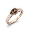 Anello da Donna per Fidanzamento con Split Shank in Argento Sterling 925 Placcato Oro Rosa con Quarzo Fumè a Forma di Goccia 7x5MM