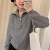 2024 Autumn/Winter Women's Zipper Pullover: Stand-Up Collar, Ribbed, Loose Knit Sweater