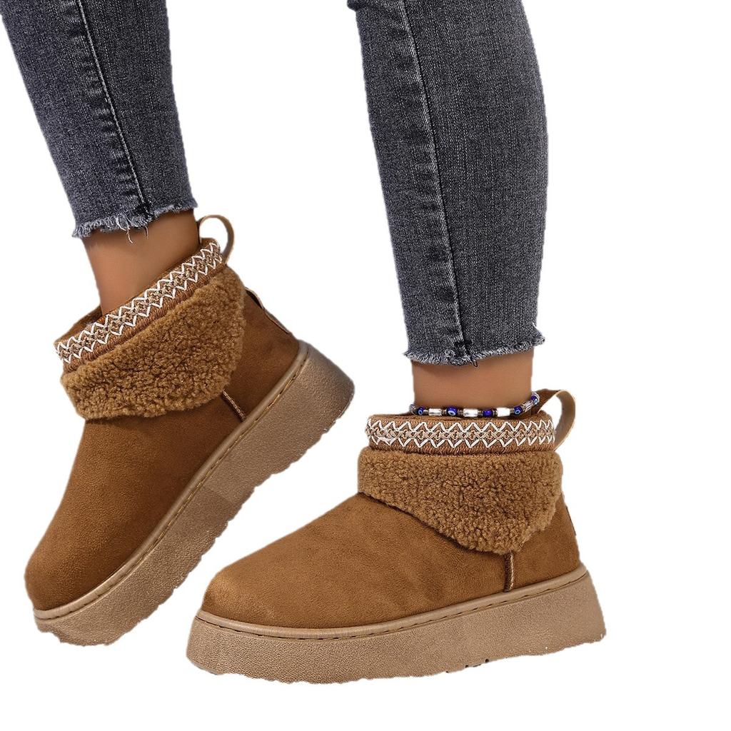 Fashion Fur Snow Boots Women's Autumn and Winter New European Station New Warm Thick-soled Sleeve Snow Cotton Shoes