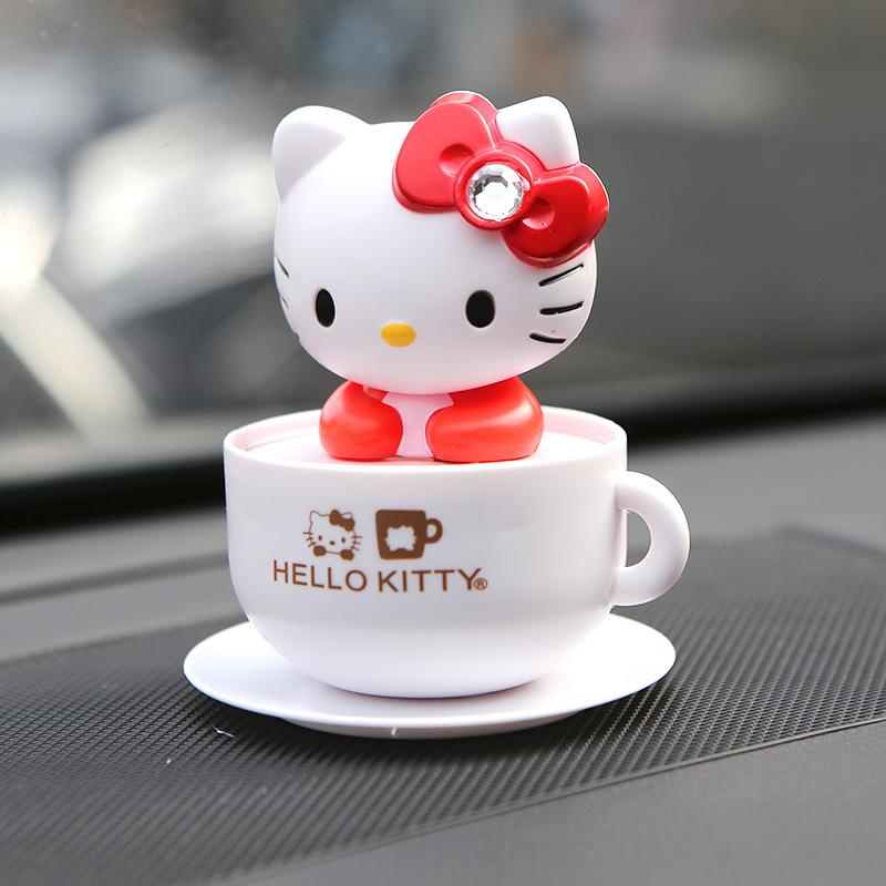 Hello Kitty Solar Bobblehead Car Ornament - Fashionable Dashboard Decoration for Women s Car Interior