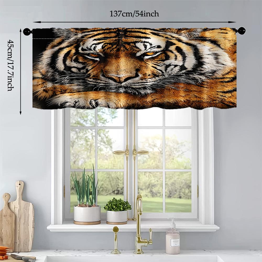2Pcs Polyester Tiger Themed Patterned Printing Window Curtains Birthday Party Decoration Backdrop Drapes for Living Room