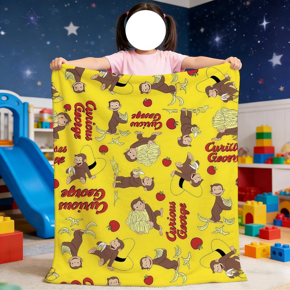 Curious George Blanket For Soft Throw Blanket for Picnic Bed Sofa Home Bedroom Cozy Warm Comfortable 75X95CM