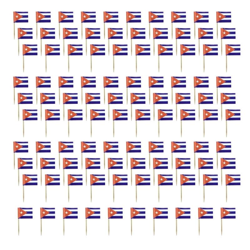 100Pcs Multicolor International Flag Toothpicks Cupcake Picks Cake Top Ornament For Desserts Display Festival Decoration