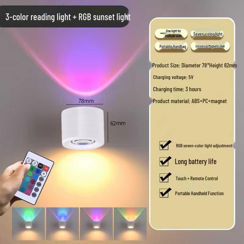 Wireless Magnetic Charging Wall Light - Punch-Free Installation for Bedroom, Corridor, or Picture Lighting