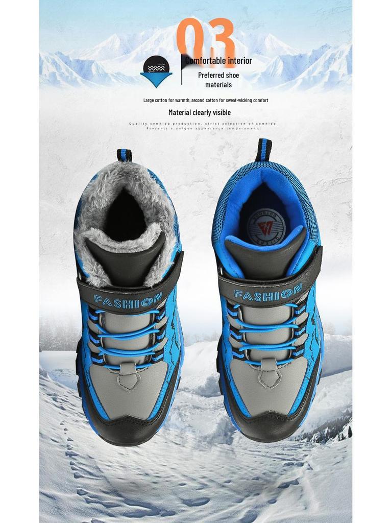 Plus Size Children's High-Top Sports, Hiking, Travel Shoes & Snow Boots for Fall/Winter, with Steel Claws