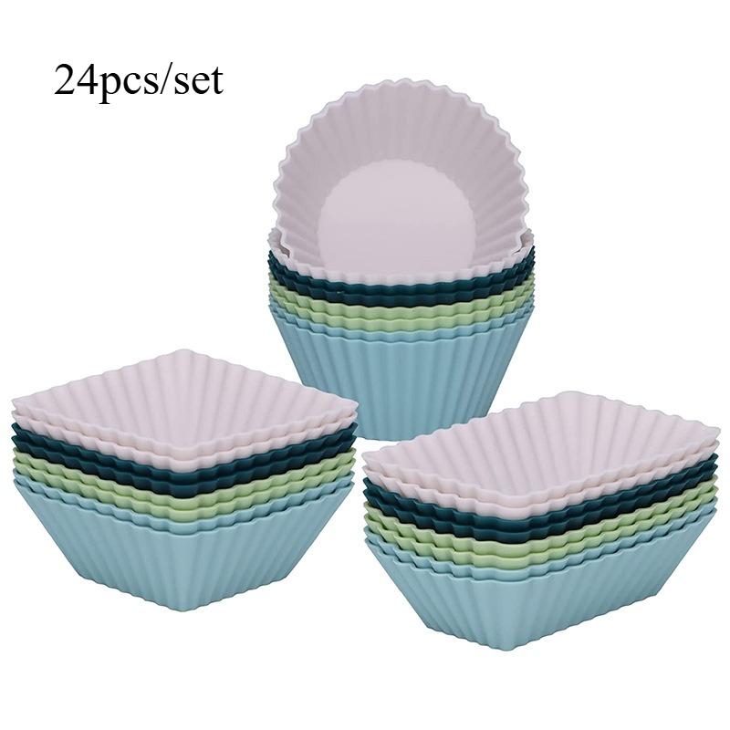 Silicone Reusable Cupcake Baking Cups Non-Stick Muffin Pastry Cake Liners Molds Sets