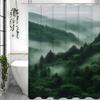 Wald Baum Grün Nebel Duschvorhang, Badezimmer Dekorativer Duschvorhang, Wasserdichter Duschvorhang mit Haken