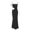 Women Sexy Off Shoulder Hollow Out Waist Exposed Slim Fit Bodycon Long Dress