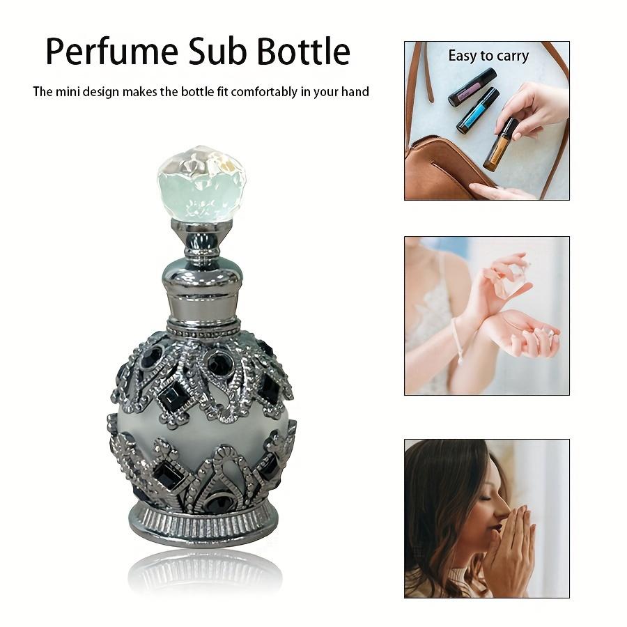 0.51oz Vintage Round Glass Perfume Bottle, Dubai Arabic Style, Home Decor Dresser Ornament, Festive Gift for Women