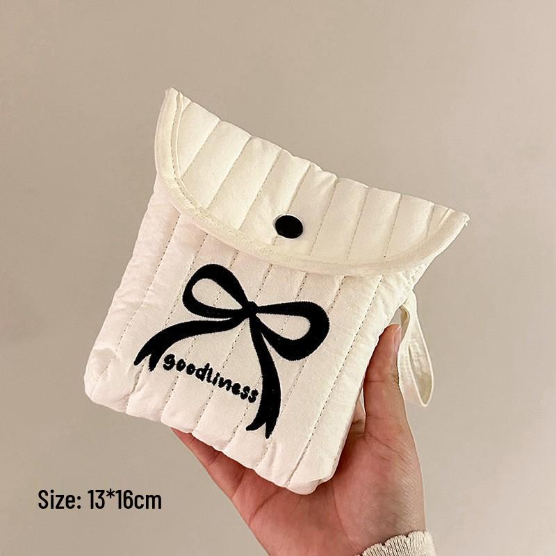 Cute Cartoon Embroidered Period Pad Bag - Portable Menstrual Cup & Sanitary Napkin Holder