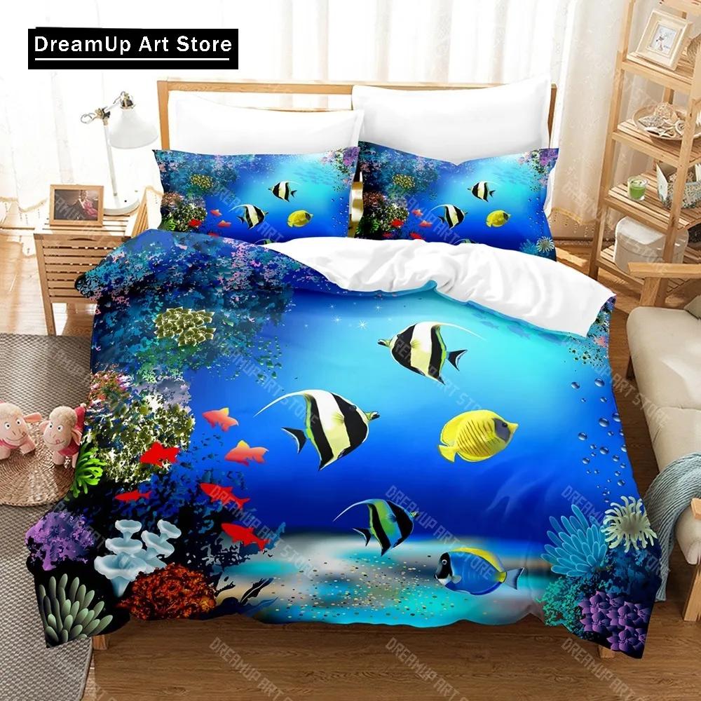 3D Print Undersea World Bed Linen Set,King Size Duvet Cover,Bedroom Bedding,Home Textile,Double Kid Quilt Cover,Dropship